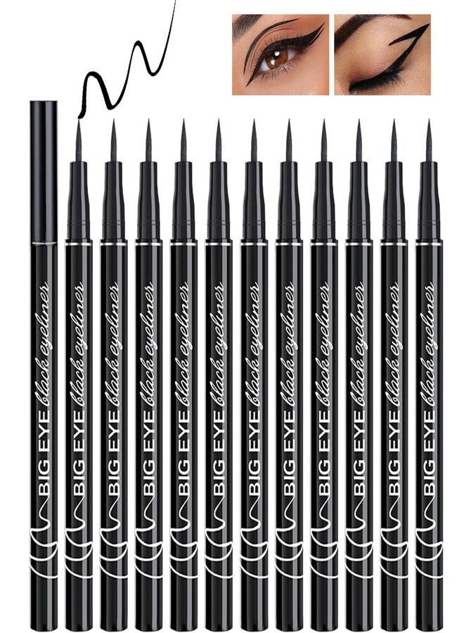 PERVALA 12 Pieces Matte Black Liquid Eyeliner Set, Waterproof Eyeliner with Ultra-Fine Tip, Quicky Dry, Smudge-proof, Uniform and smooth, Vegan Formula for Sensitive Eyes - Image 1